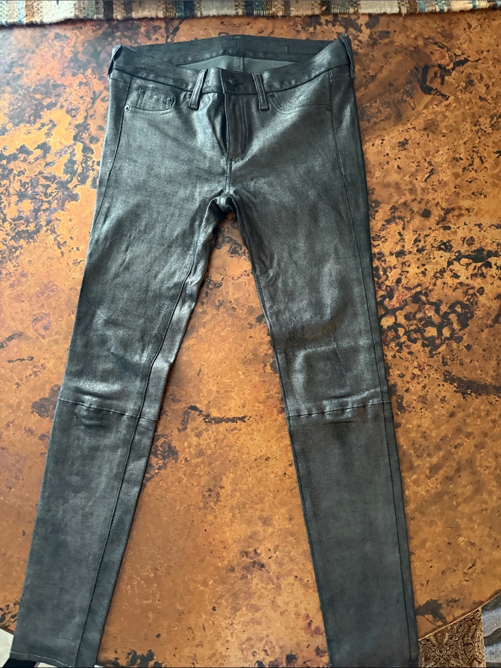 rag & bone Women's Black Coated Skinny Pants
